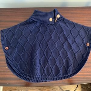 NWT Hope Henry navy cable poncho sz S w horned button accents